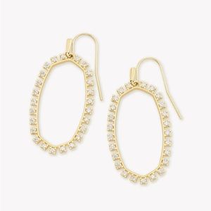 Elle Open Frame Crystal Drop Earrings in Gold
